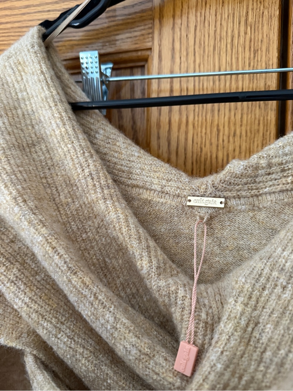cult gaia One-Shoulder Knit Midi Dress in Beige - Picture 2 of 3